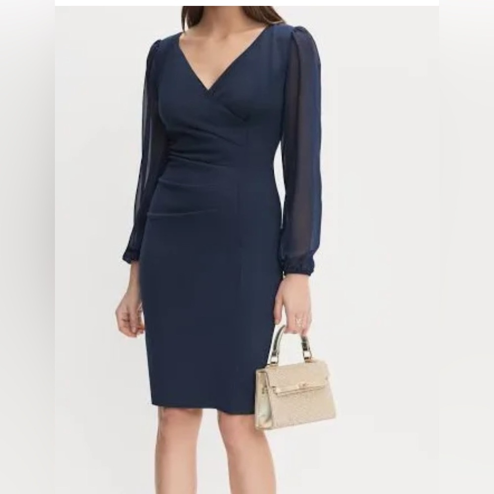 Lauren Ralph Lauren Navy Long Sleeve Sheath Dress